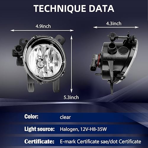 Miniatura 9 de TULALUX Faros antiniebla compatibles con BMW (F22 220i 228i, serie 2)  (F30 F31 F34 320i 325i 328i 328d 335i, serie 3)  (F32 F33 F36 428i 435i,