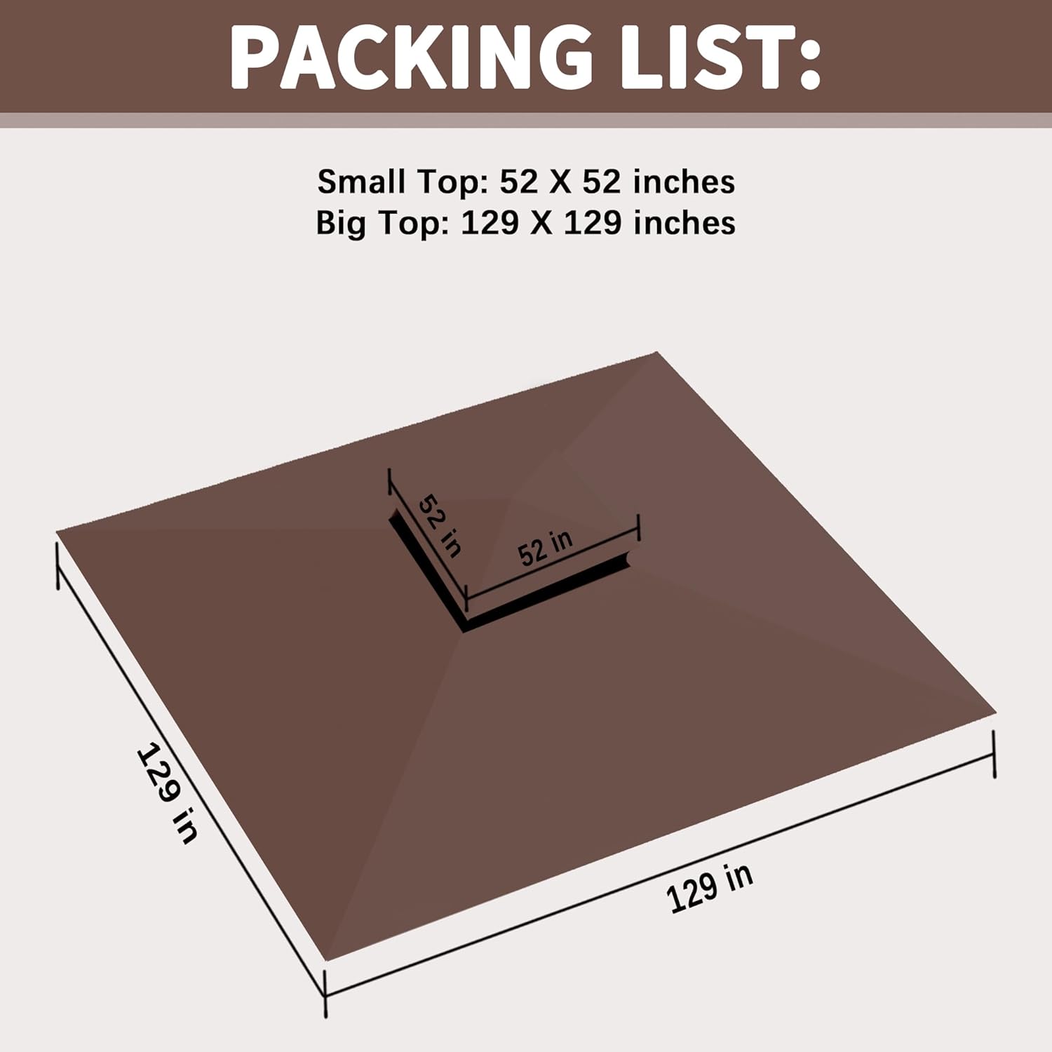 Gazebo Replacement Canopy 10x10 Ft Compatible with SUNJOY Madaga Target Gazebo Frame Model L-GZ136PST, L-GZ136PST-2/7/9，(Brown)