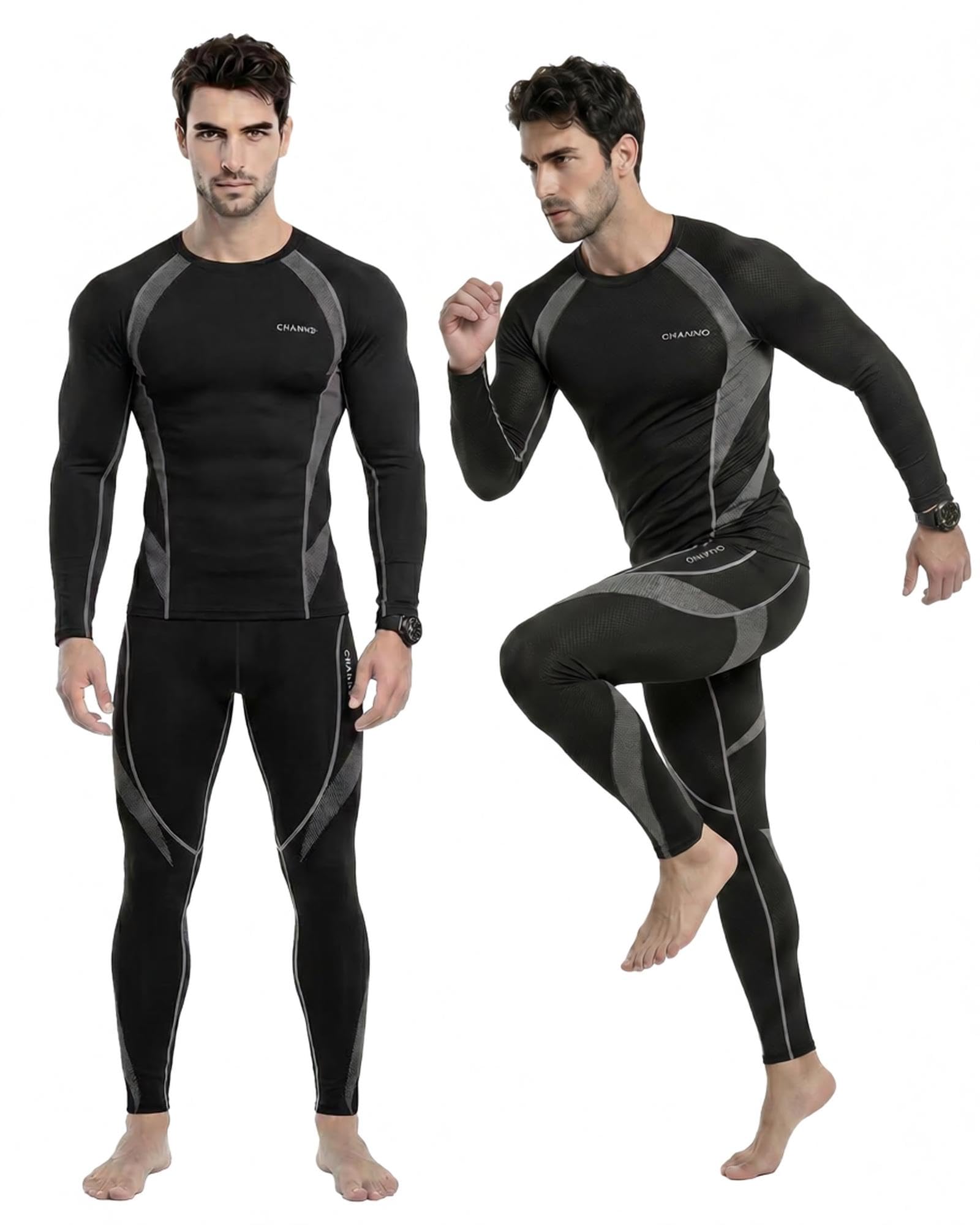Channo Completo Termico Sportivo Uomo: Intimo in Pile Morbido assorbe Sudore Asciugatura Rapida per Sci Outdoor Inverno