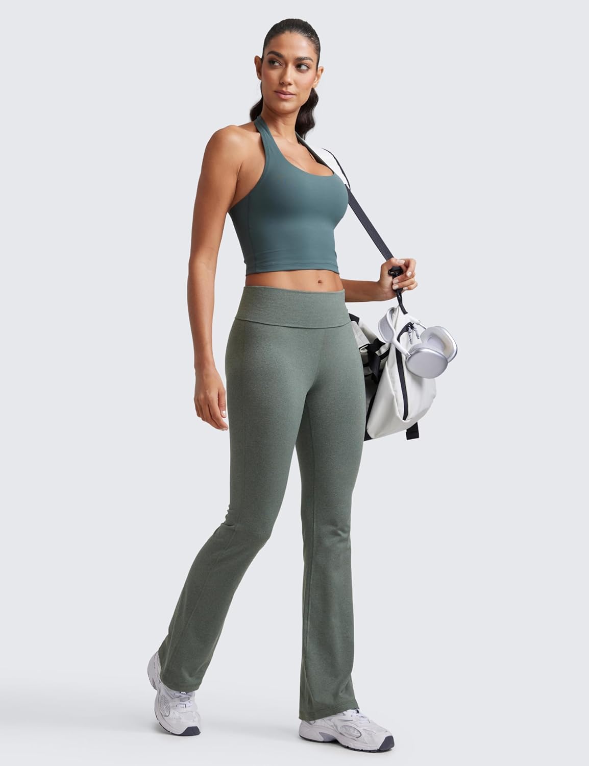 CRZ YOGA Womens Cloud Jersey Foldover Waist Flare Pants 31" - Yoga High Waisted Bootcut Lounge Casual - Image 3