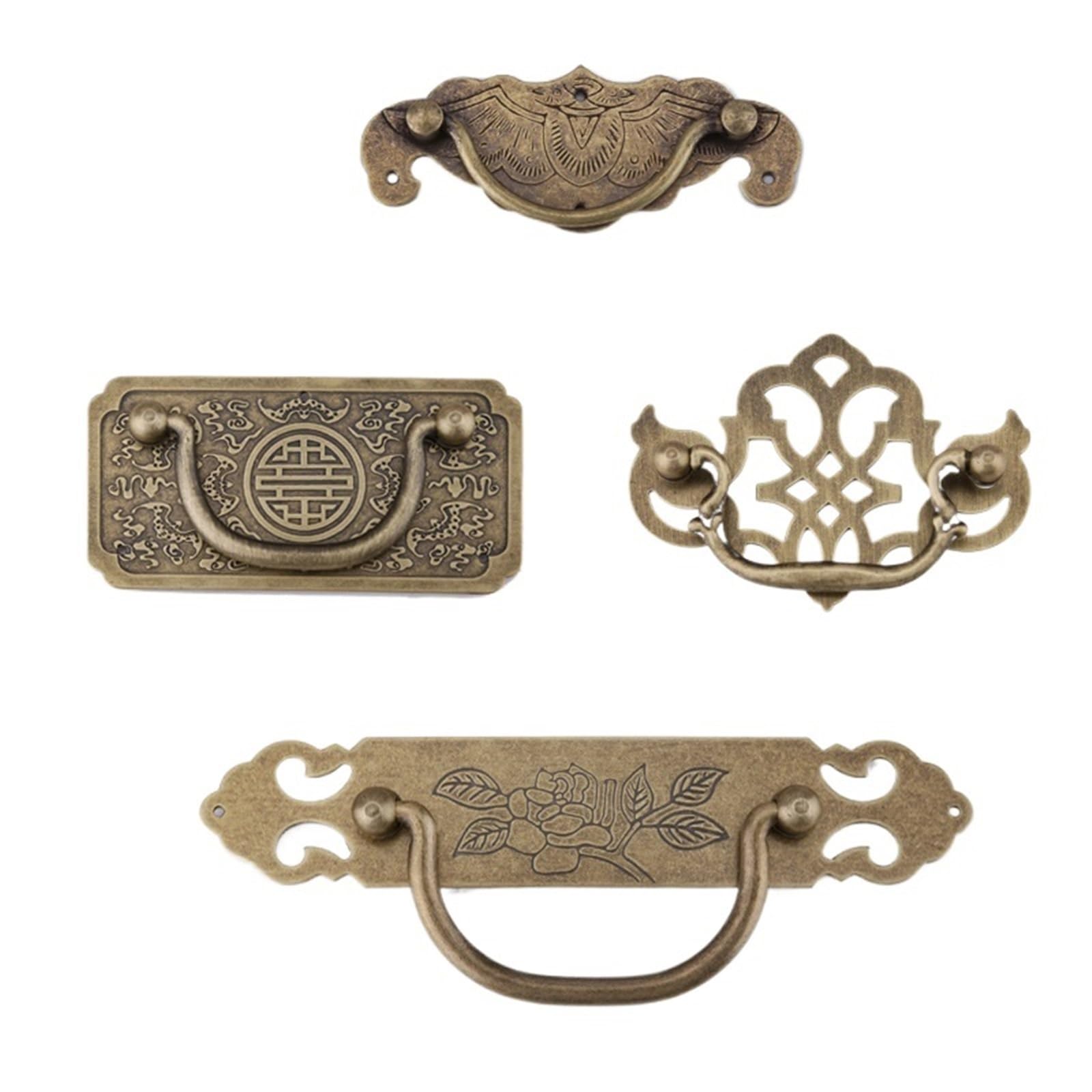 Armoire à pharmacie chinoise antique en bronze ajouré avec tiroir