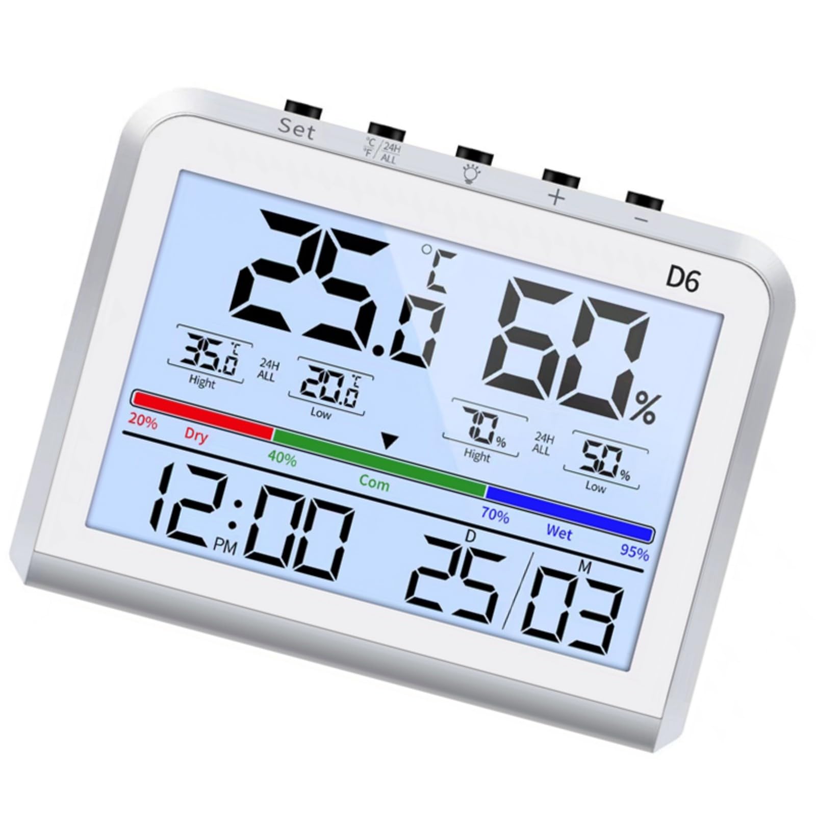 LCD Display Digital Thermometers Hygrometer Temperature Humidity Meter with Backlight and Calendar Function for Home Use Electronic Temperature Humidity Meter