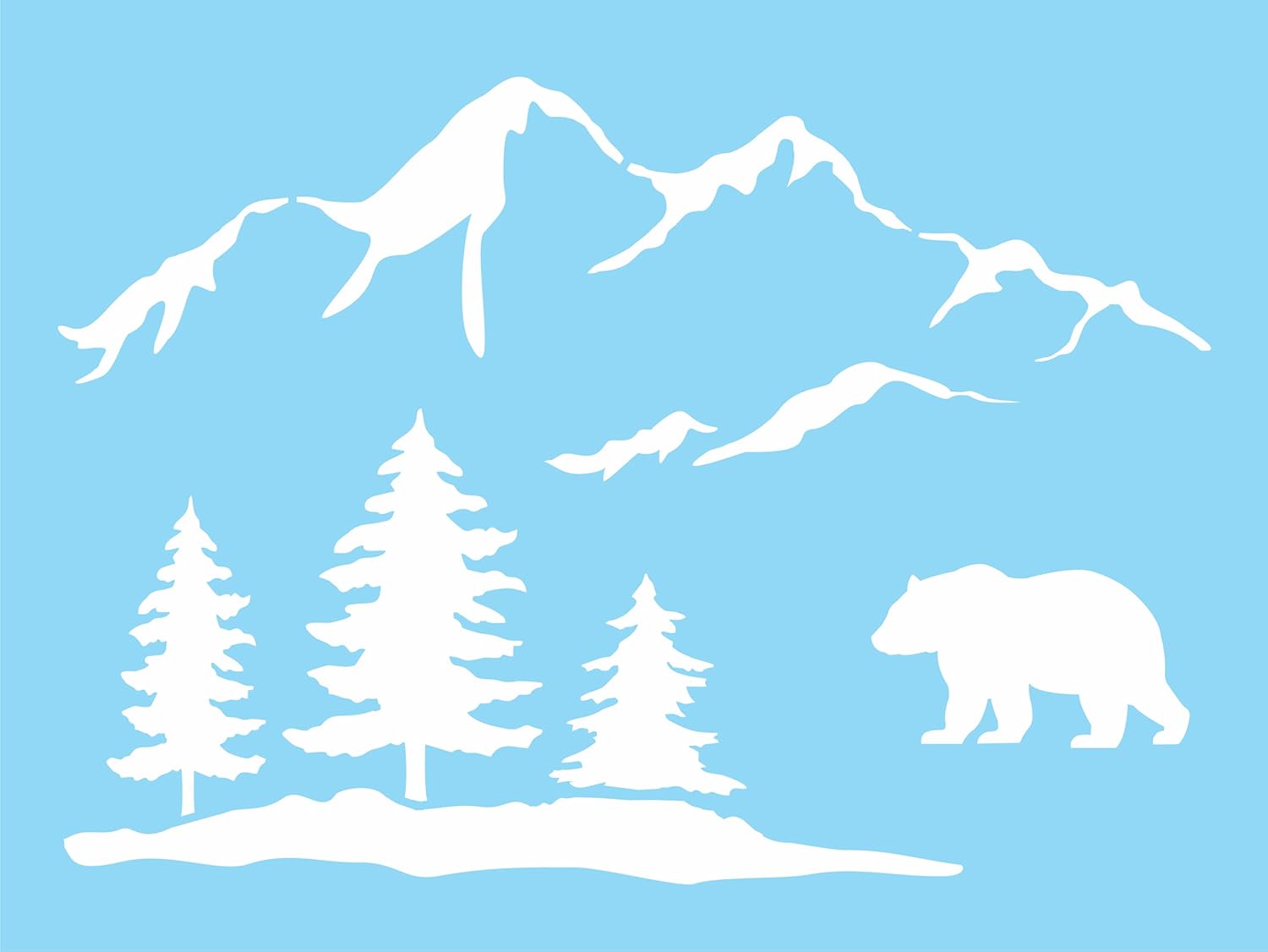 Smokey Mountain Bear Stencil Range Valley Pine Tree Rustic Lodge Cabin DIY Signs