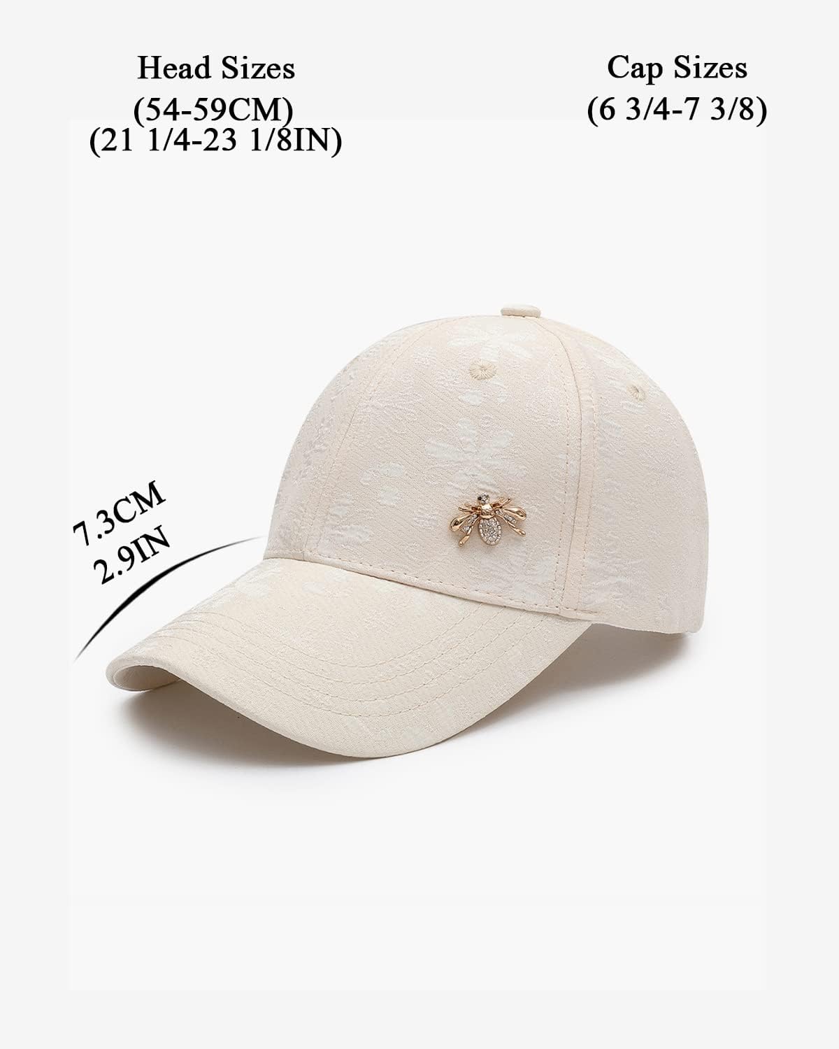 UV Protection Cool Plain Floral Baseball Hats with Bee Badge Outdoor Sports Sun Visor Classic Peaked Cap for Women