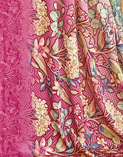 Image of SIRIL Women's Silk Crepe Floral Printed Saree With Unstitched Blouse Piece