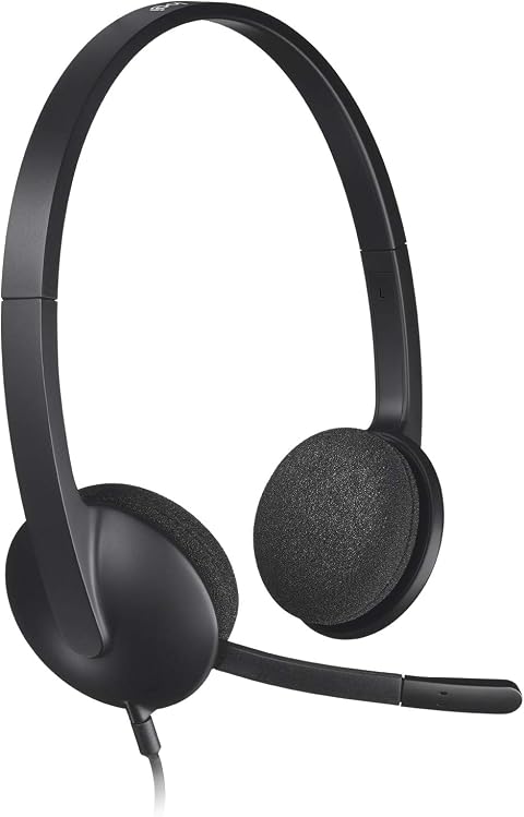 Logitech H340 Cuffie Cablate per Computer, Cuffie Stereo con Microfono e Audio Digitale, Cancellazione Rumore, USB, PC/Mac/Laptop/Chromebook - Nero