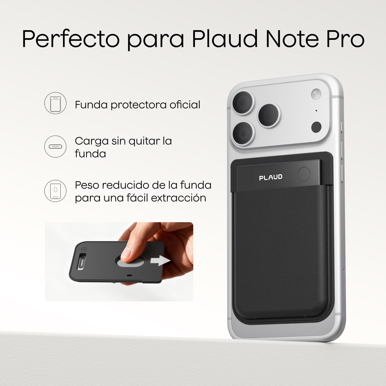 Funda Magnética para Plaud Note Pro Grabadora de Voz IA Compatible con Plaud Note Grabadora Protector Portátil, Negro