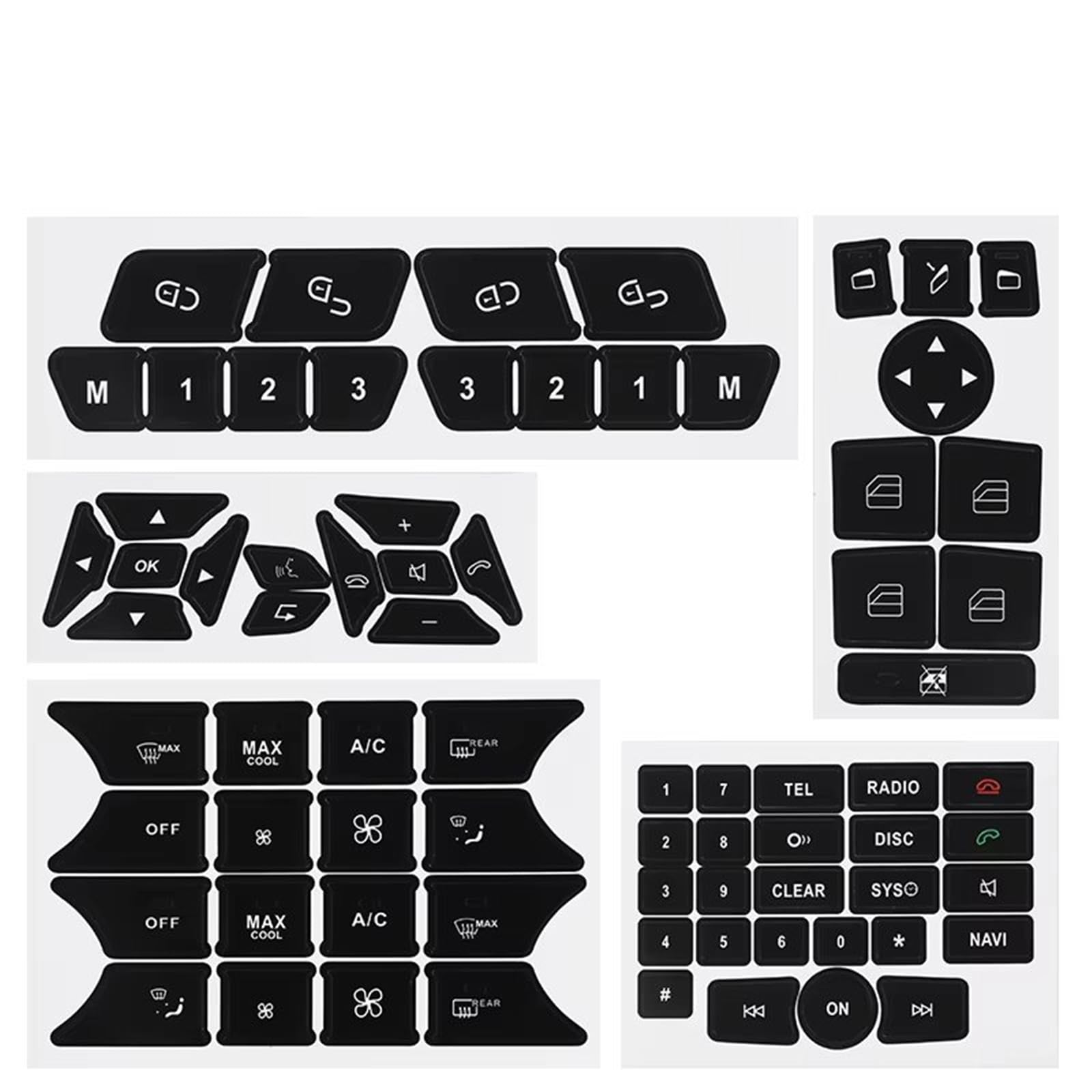 Button Trim Compatible with Benz W204 R172 W218 W212 W176 W246 X204 C207 A207 C204 W204 Car Air Conditioning Radio Button Decals