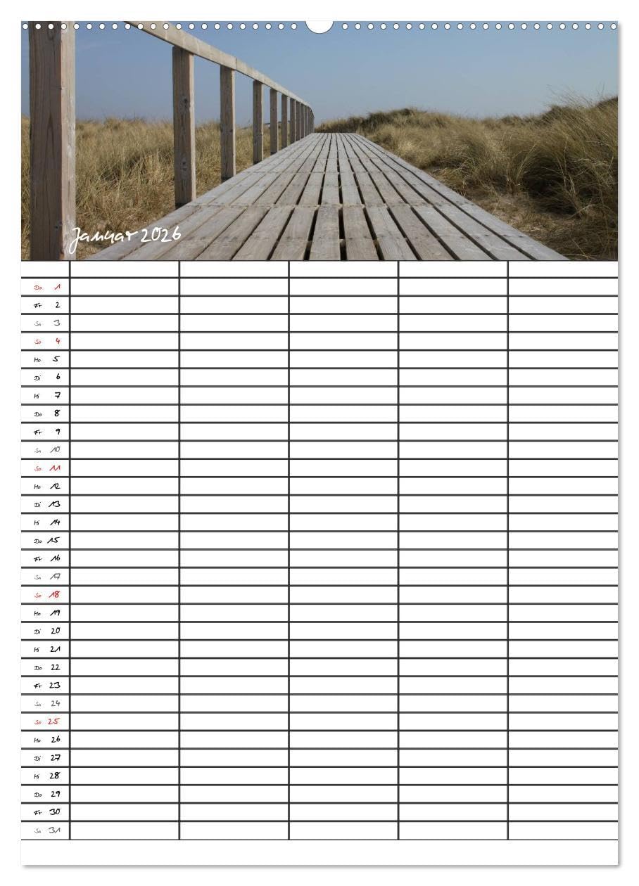 Familienplaner - Sylt (Wandkalender 2026 DIN A2 hoch), CALVENDO Monatskalender: Der Sylt-Kalender für die ganze Familie (CALVENDO Orte)