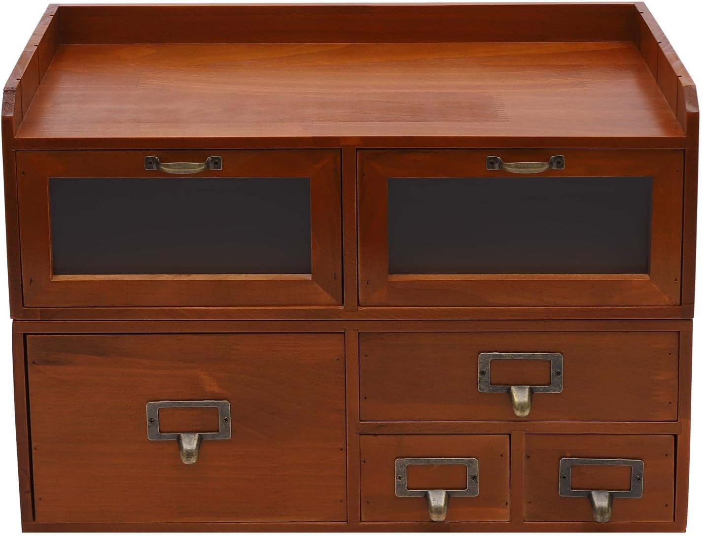 Mobiletto Organizer da Scrivania Vintage in Legno con 6 Cassetti per Gioielli, Trucchi, Attrezzi per Il Fai da Te E Schede Catalogo - Elegante Soluzione per Organizzare La Scrivania