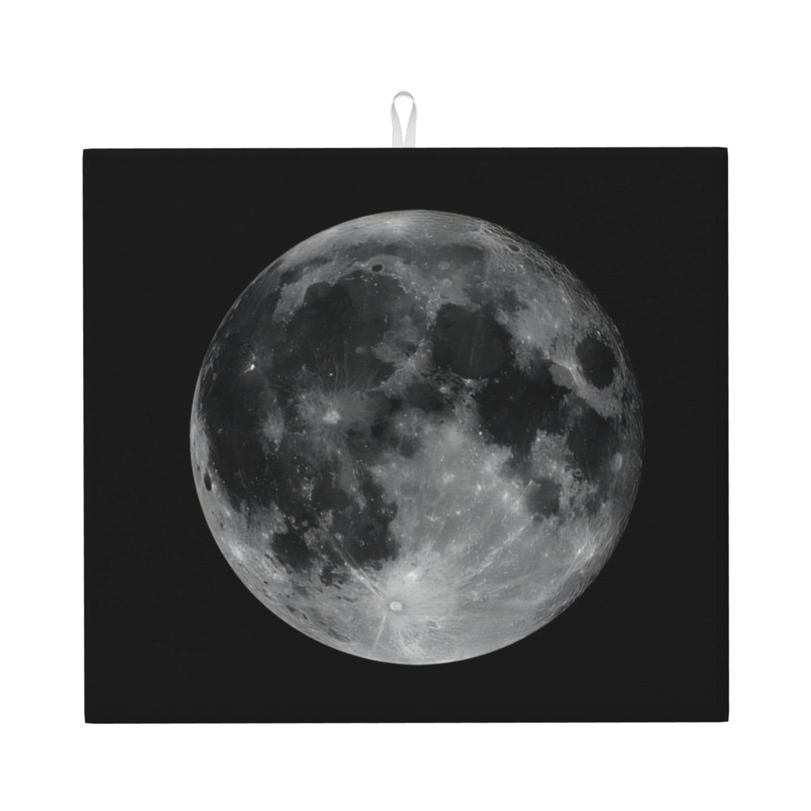 YYHHAOFA Moon Prints Kitchen Drying Mat – Highly Absorbent Microfiber Throw, Non-Slip Counter Cover for Dishes, Fade-Resistant Print & Appliance Protection