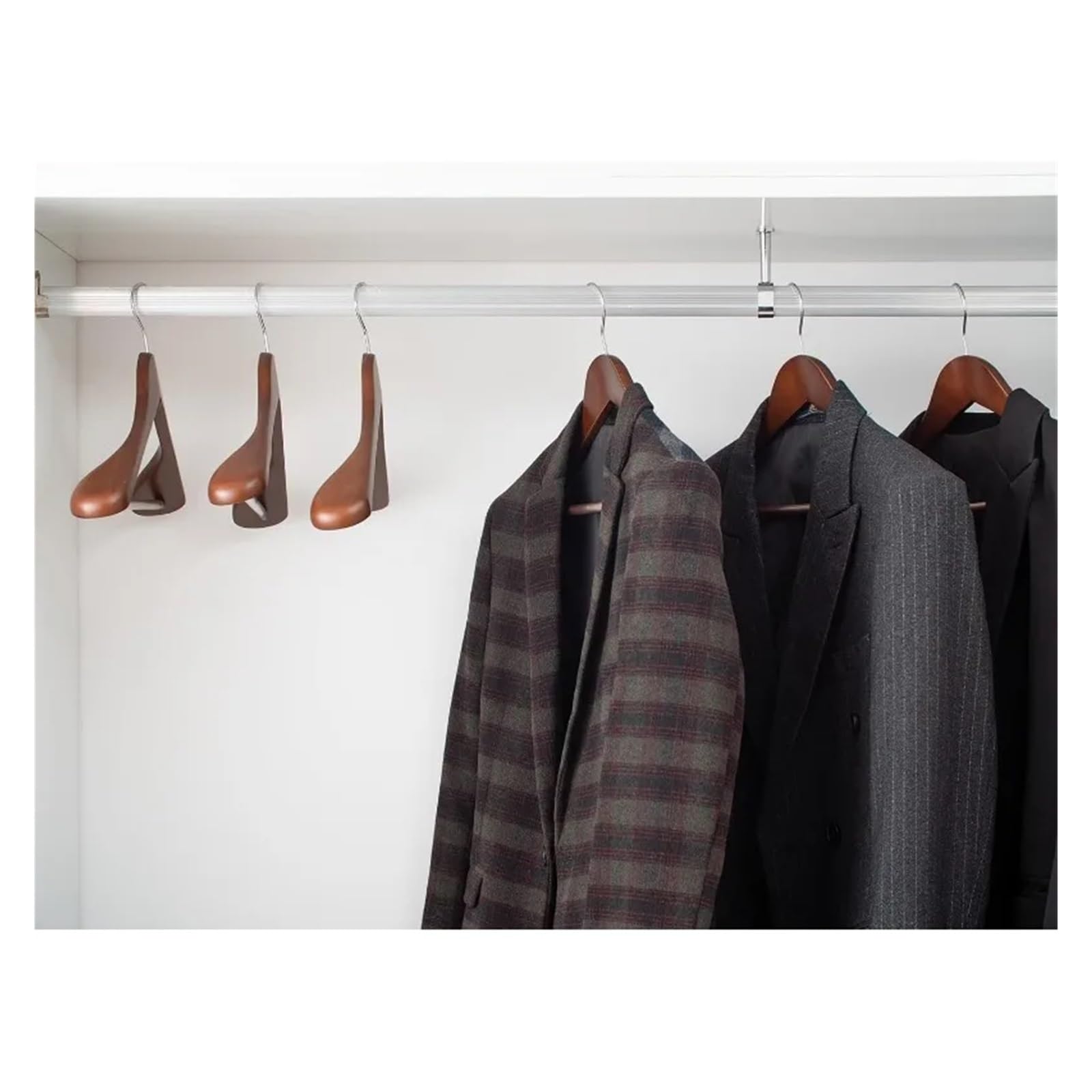 Extra breite Kleiderbügel aus Holz für Herren – 10 Stück, robuste Kleiderbügel, Naturholz in hellem Walnussholz-Finish, ideal für Anzüge und Jacken, platzsparendes Design