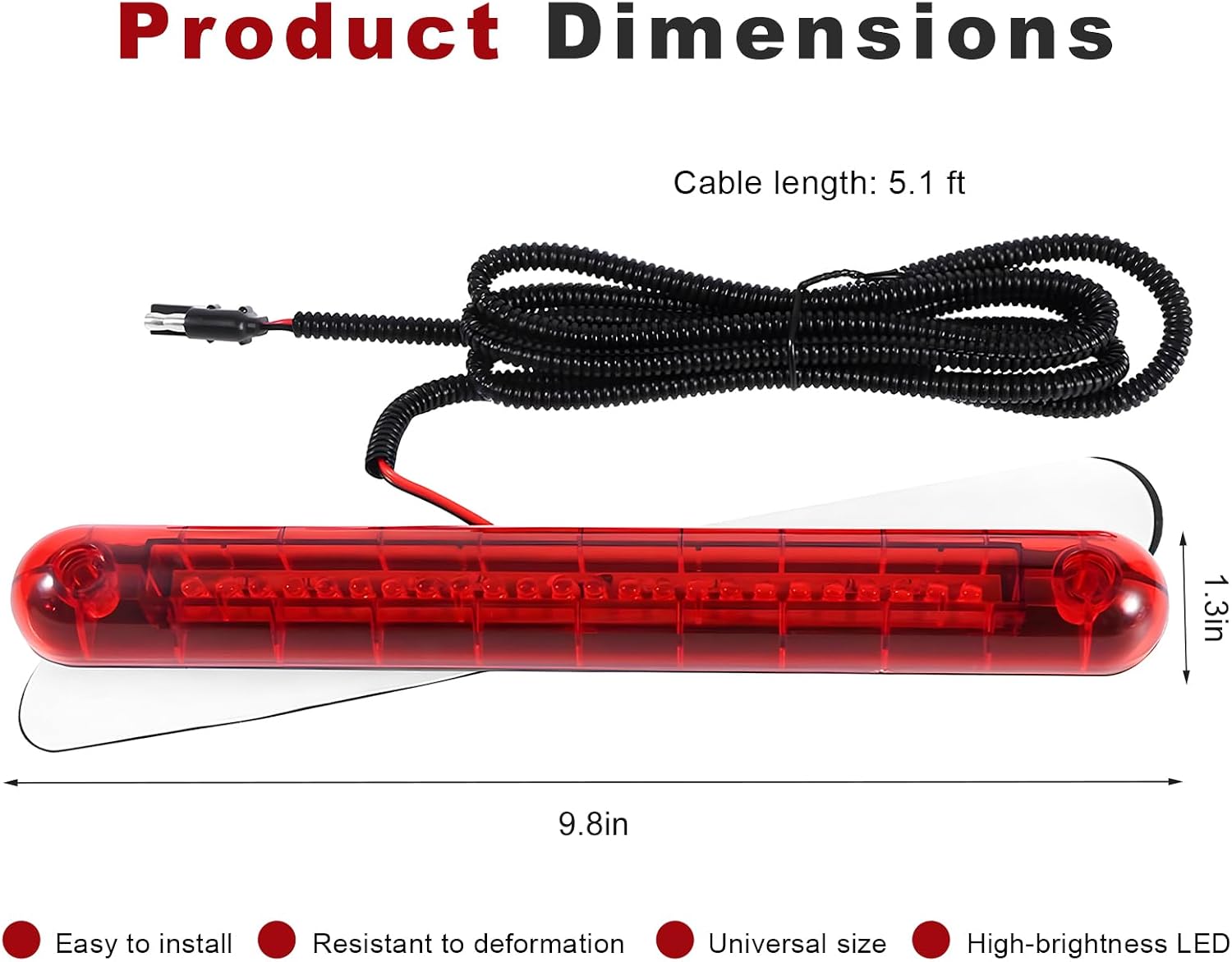 12V Third Brake Light Assembly, Waterproof 24 LED High Mount 3rd Brake Lights, Universal Stop Lamp Strip Back Braking Light for Cars SUVs Trucks Trailers, Car Accessories image 2