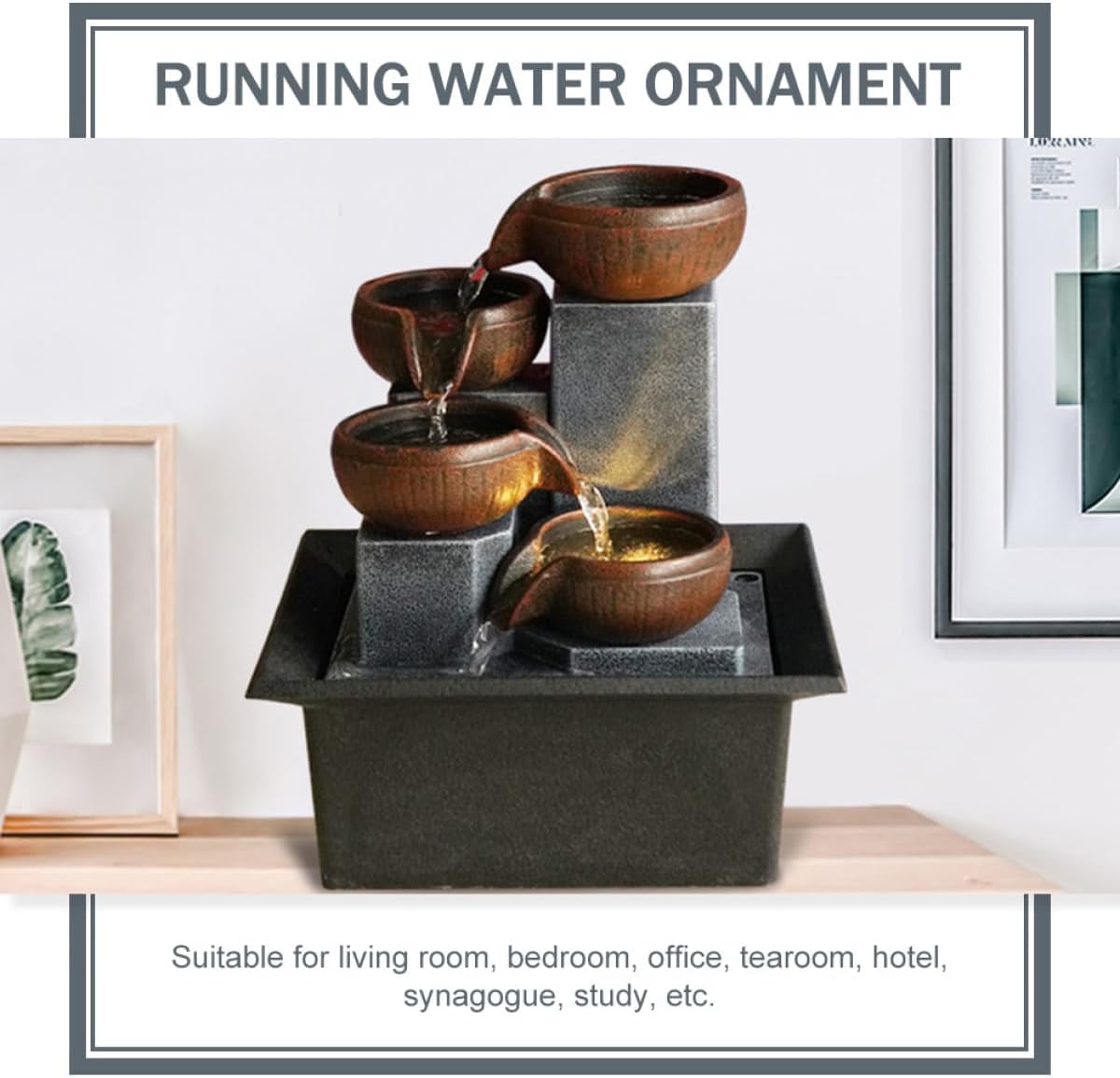 DOITOOL Tabletop Water Fountain Desktop Ornament for Office and Home Decor Elegant Plastic Craft with Tranquil Water Flow and Fade-Resistant Design for Living Wedding and Store Decoration