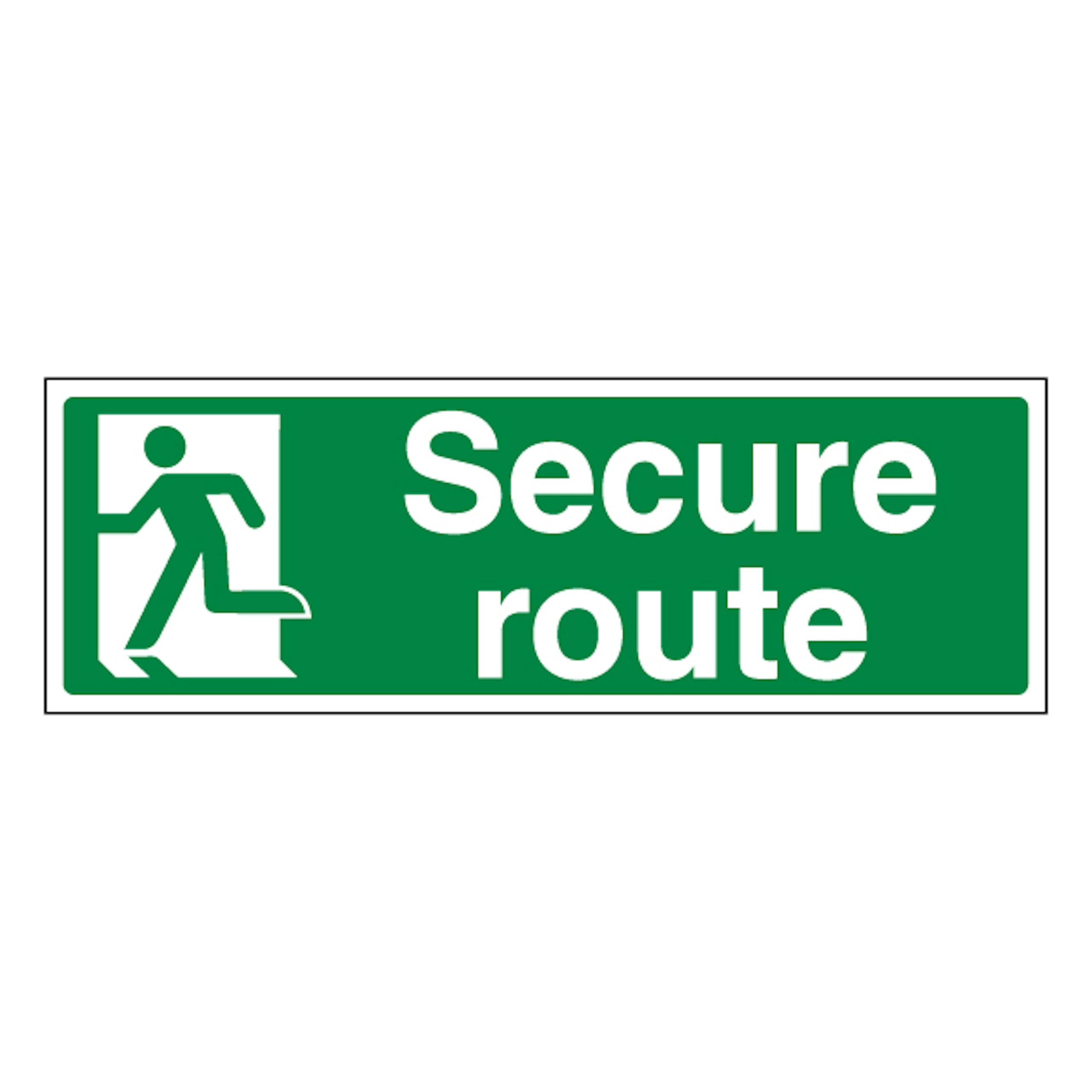 V Safety Secure Route Left 450 x 150 mm - 2mm Super-Tough Rigid Plastic Safety Sign