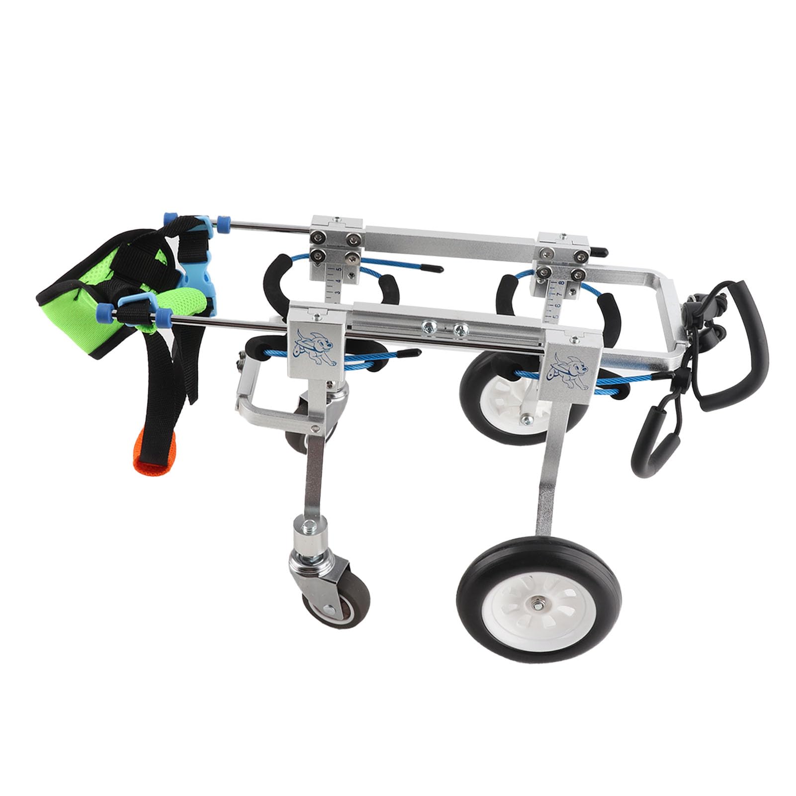Cryfokt Silla de Ruedas Ajustable para Perros para Mascotas Paralizadas Asistente de Paseo de Aluminio Ligero para Rehabilitación 4 Ruedas