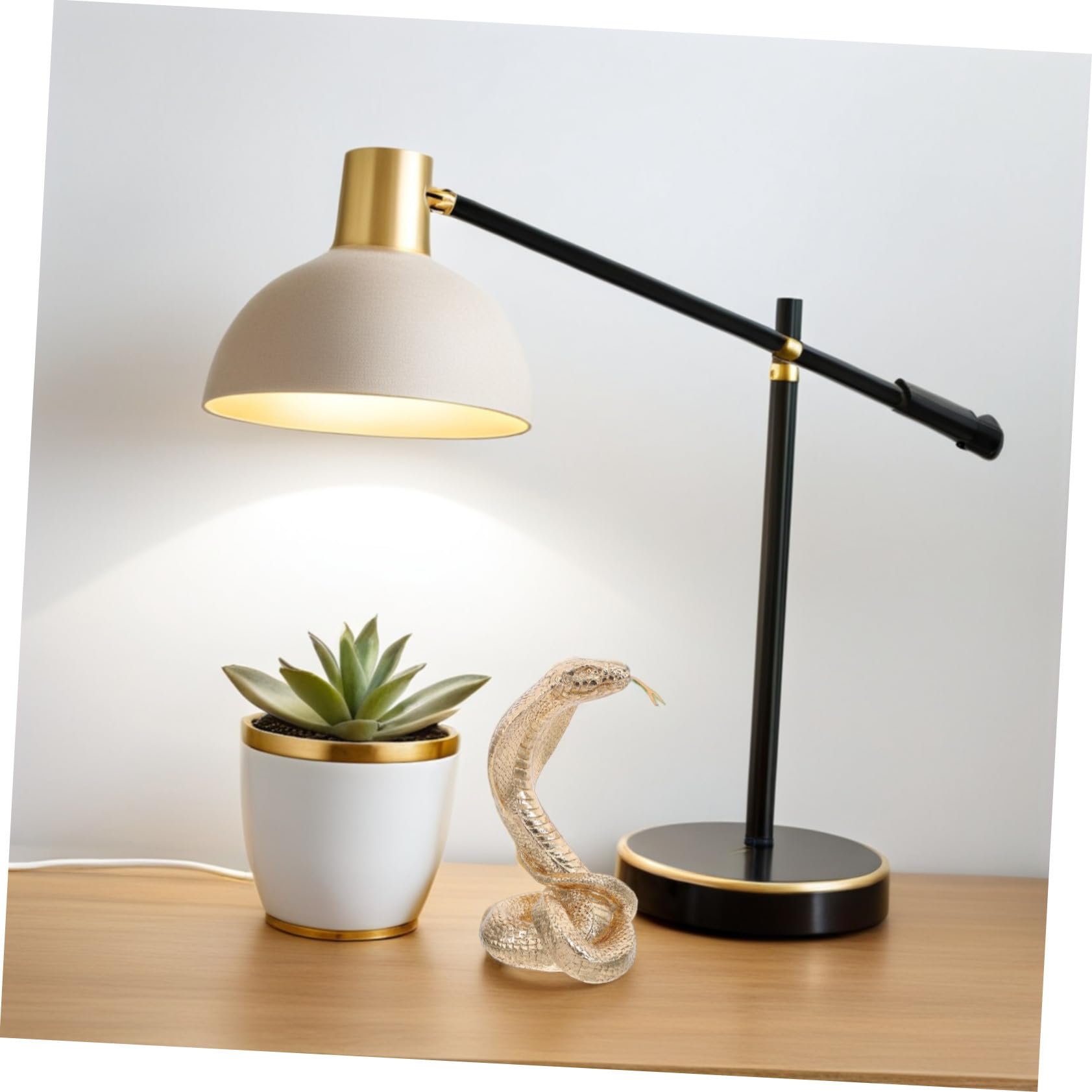 Generic Posąg kobry z żywicy złota figurka zwierzątko na Feng Shui dekoracje biurowe Lucky Snake figurka kolekcjonerska dekoracja wewnątrz i na zewnątrz