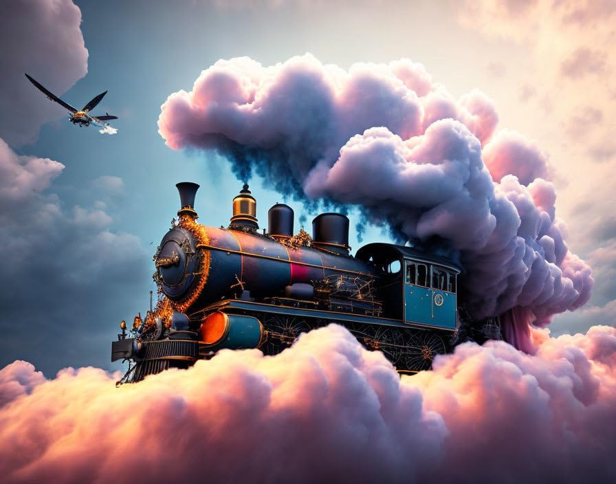 Locomotive volante tableau sans cadre pour habiller un grand mur vide