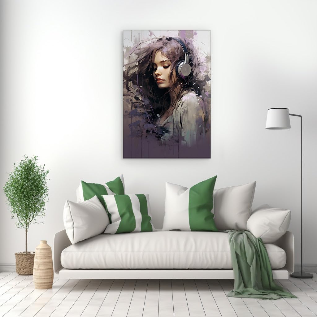 Canvas for Living room. Sonic Euphoria: Embracing the Rhythms of Bliss in a Monochrome Dreamscape, 27 x 18 inch Canvas Wall Art - Inspirational Office Decor - 69x46 cm (27x18 inch)