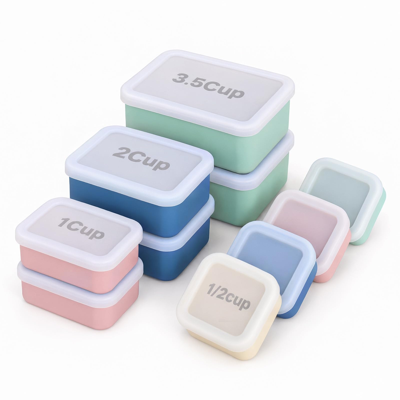 10 Pcs Silicone Freezer Molds with Lids, Meal Prep Freezer Containers