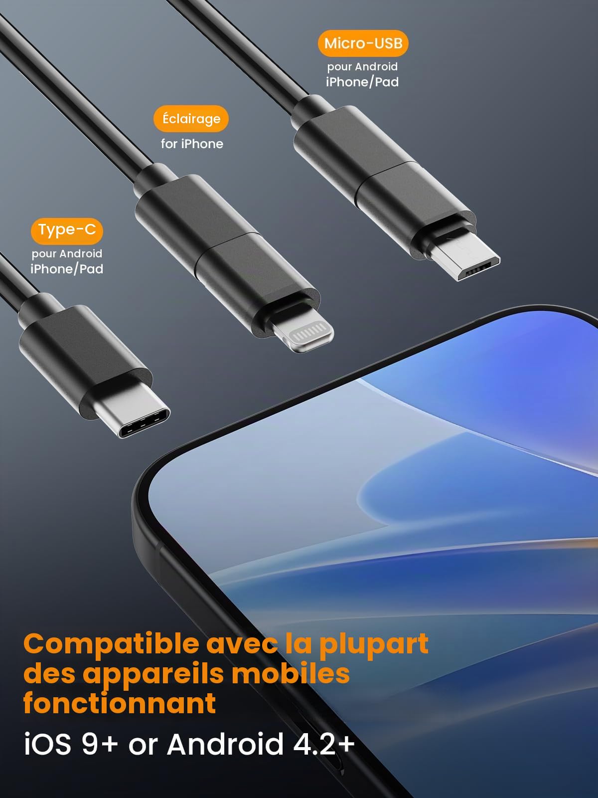 Caméra d'inspection endoscopique, endoscope HD 1920p avec 8 lumières LED, caméra d'inspection serpent semi-rigide de 10 m, IP67 étanche pour homme Gadgets pour iOS et Android