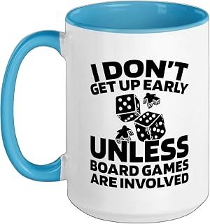 Dice Fantasy Gamer - Gaming Rpg Family Board Games Ceramic Mug, Blue/White, 15oz
