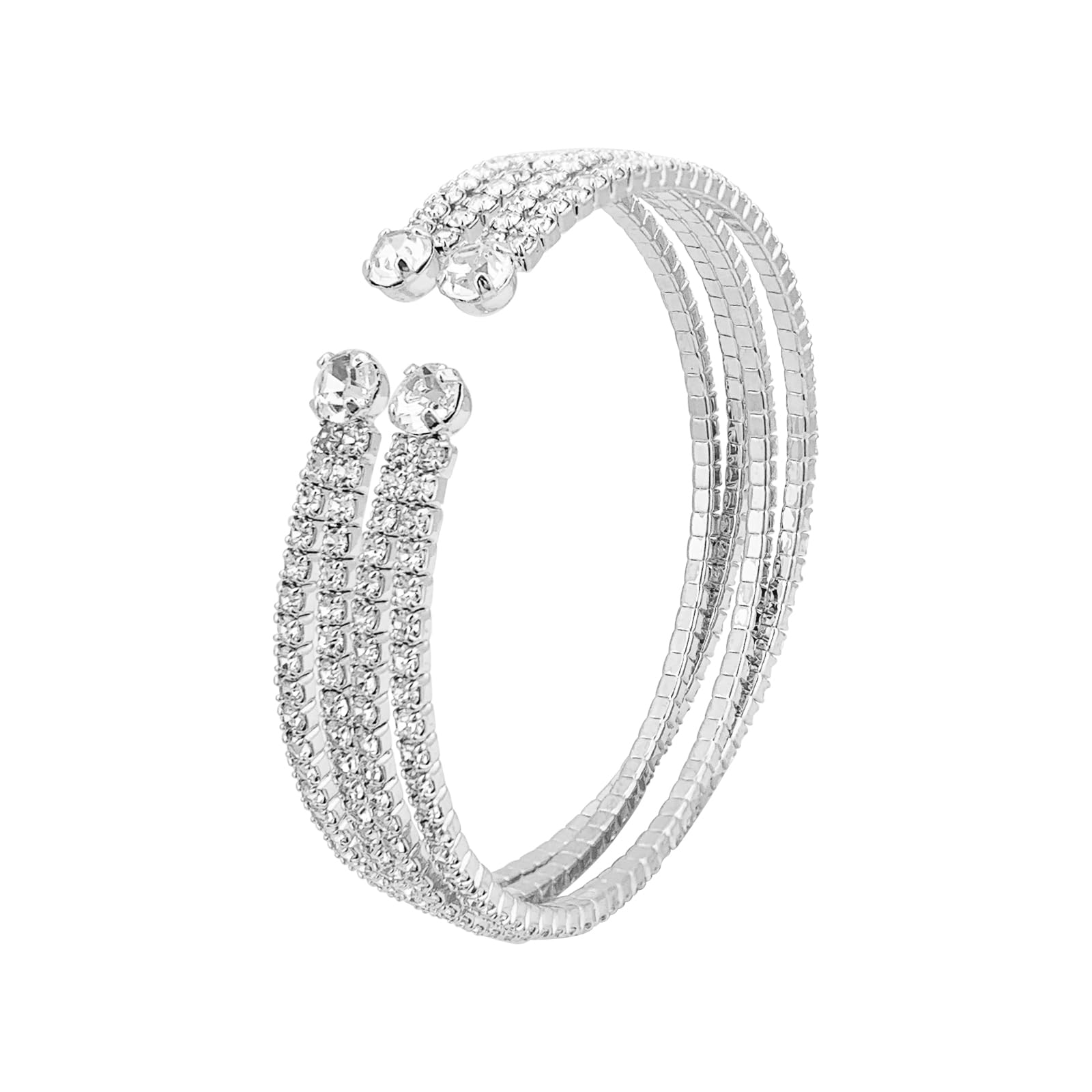 YBMYCM Bling MultiLayer Crystal Rhinestone Cuff Bracelet Gold Silver Cuff Bracelet for Women as Prom Party Wedding Dating Jewellery Accessory