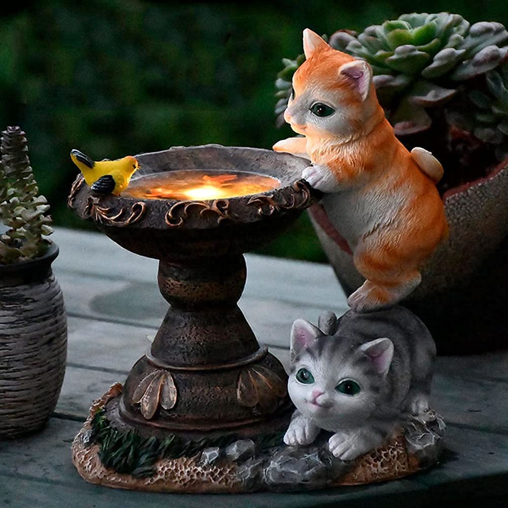 Buy FMXYMC Garden Cat Statue Figurine with Solar Light Indoor/Outdoor
