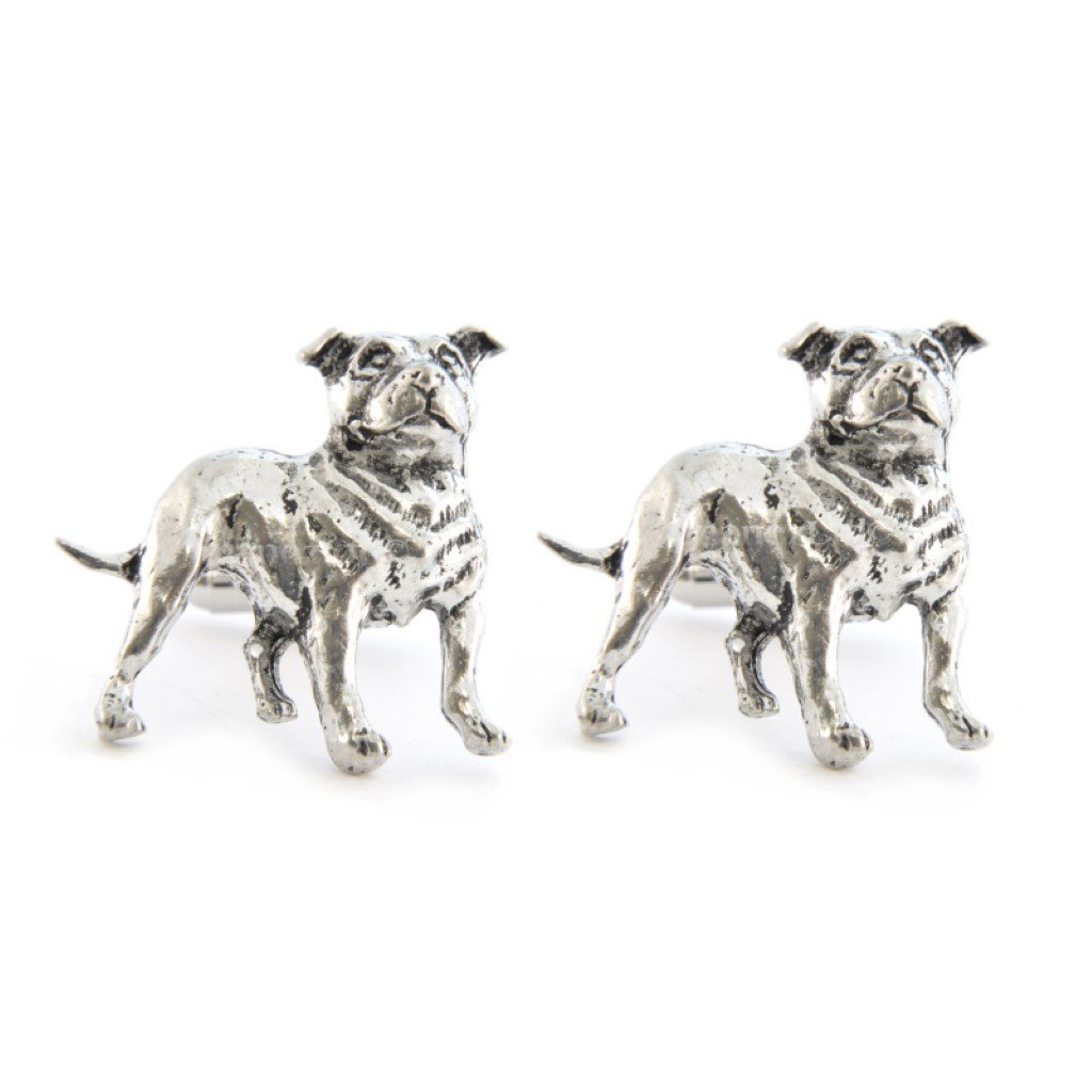 Staffordshire Bull Terrier English Pewter Cufflinks in Gift Box