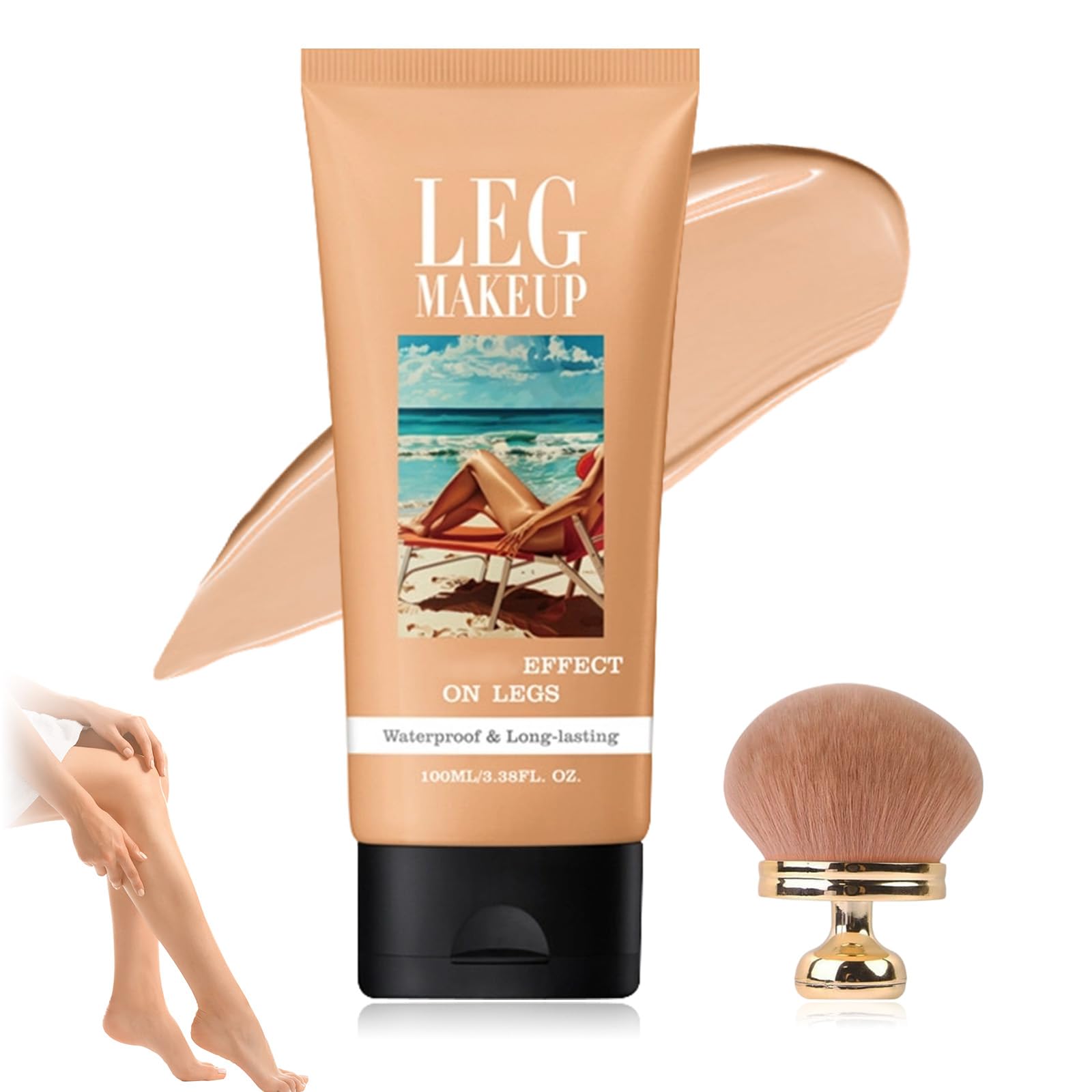 100ml Körper Bein Make Up Wasserfest, Body Coverage Perfector mit Bürste, Make UP Cover Wasserfest Abdeckung, Leg Makeup Cover Up Cream, für Beine und Körper (#2)