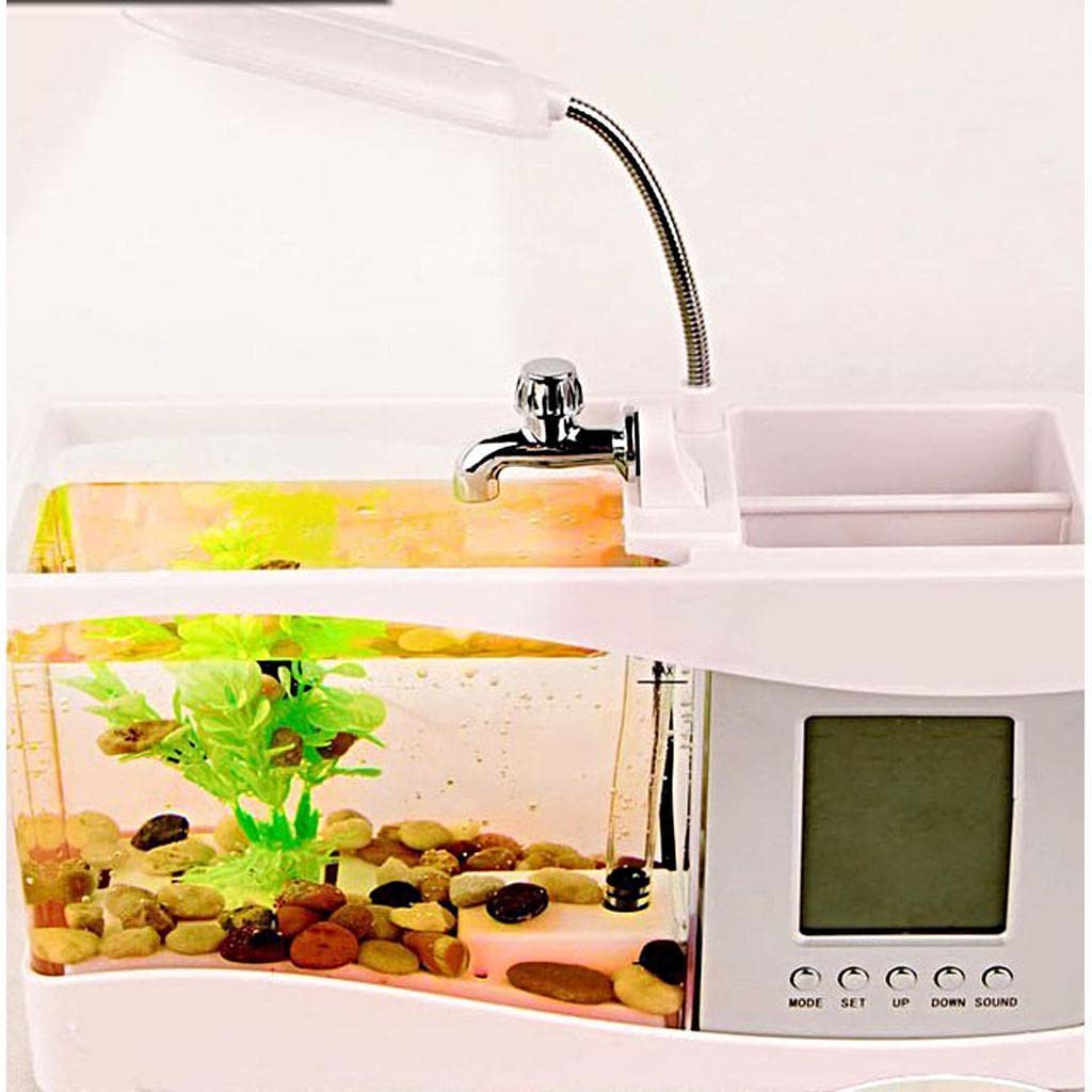 Mini USB Desktop Aquarium LCD Display Fish Tank Clock LED Lamp Light White (B098R3LRGG) Amazon Price History, Amazon Price Tracker