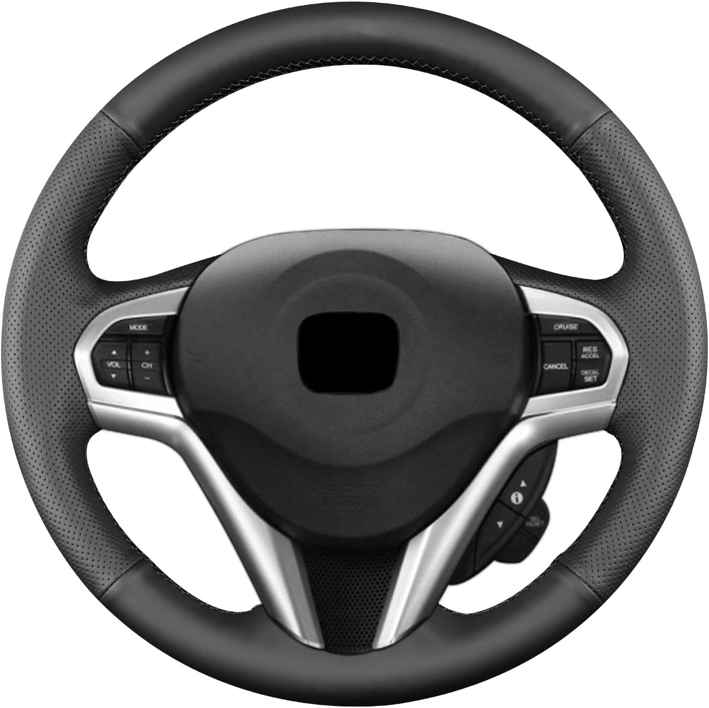 Hand-Stitched Steering Wheel Cover,Fit for Honda 2011-2013 CR-Z/2011 CR-Z Mugen Concept/2009 CR-Z Concept,Non-Slip Breathable Microfiber Leather Steering Wheel Cover on Wrap DIY Hand Sewn