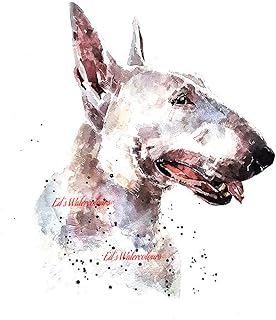 English Bull Terrier White - Print Watercolour,Bull Terrier art, sighthound print, Bull Terrier art print, Bull Terrier wall decor