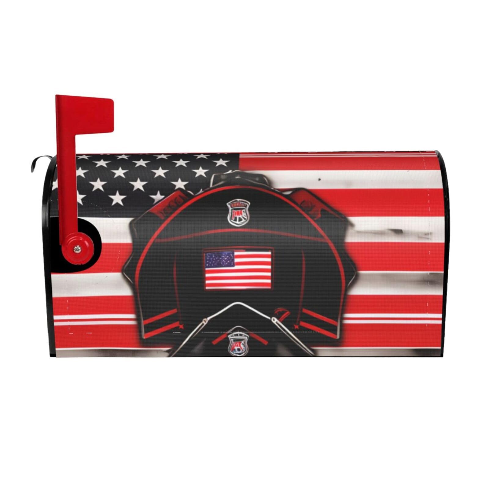 Red Line Firefighter Usa Flag Print Mailbox Cover Wraps Post Letter Box Cover Decor For Outside Garden Yard Farmhouse Home