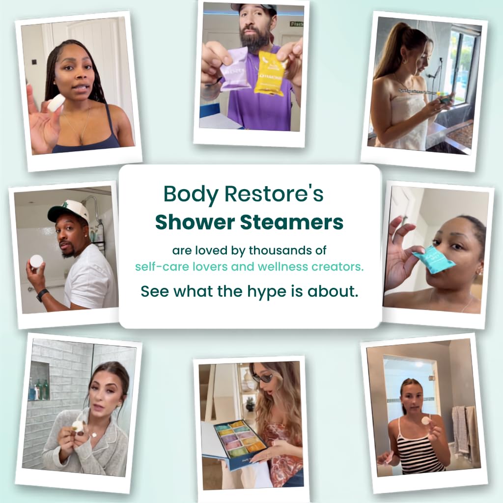 BodyRestore Shower Steamers Aromatherapy - Christmas Gifts for Women and Men, Stocking Stuffers (30 Count)
