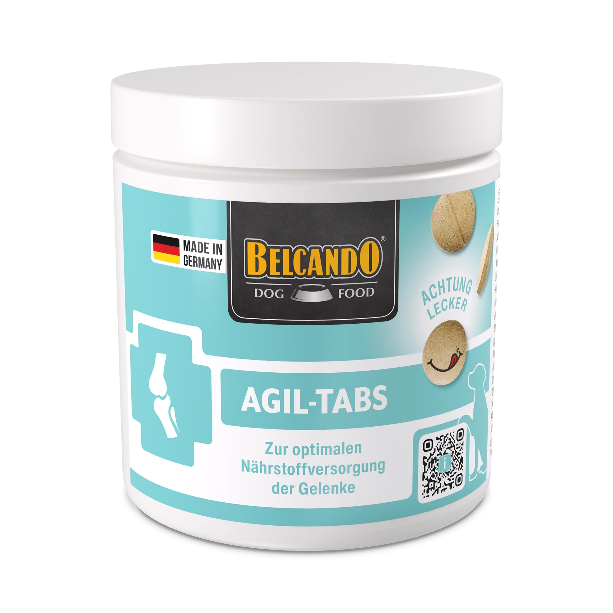 BELCANDO AGIL-Tabs für Hunde 530g – Gelenktabletten mit 15% Grünlippmuschel, MSM & Vitamin C + E – Unterstützung für Gelenke, Knorpel & Beweglichkeit – Made in Germany