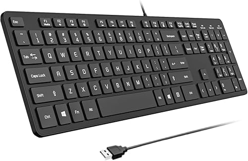 Miniatura 9 de Teclado USB con cable, cómodas teclas de chocolate silenciosas, teclado de computadora ultradelgado duradero con cable (QWERTY) para PC, Windows