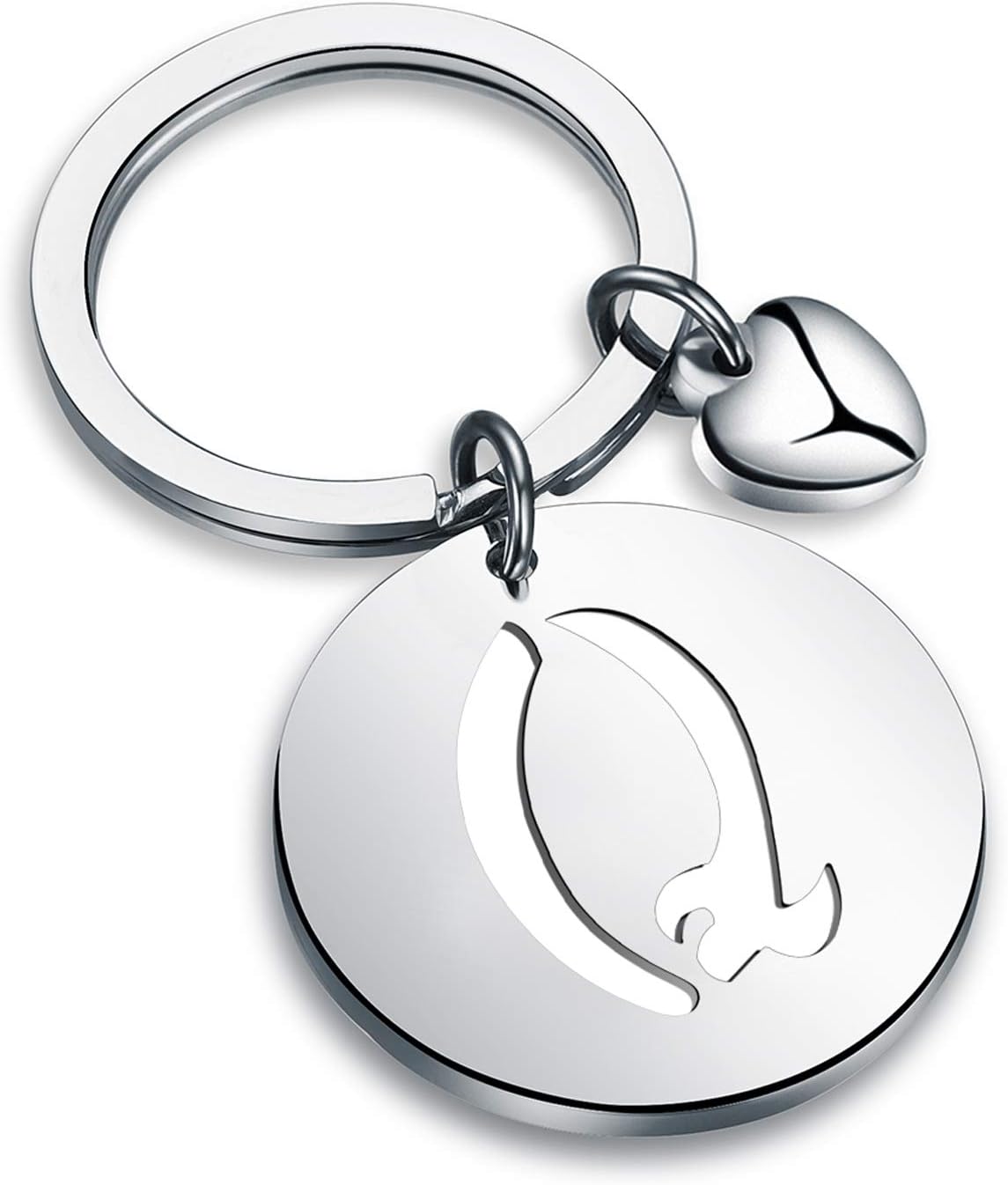 HOLLPInitial Disc Charm Keychain 26 Initial Letter Alphabet Key Ring A-Z Initial English Charm Keychain