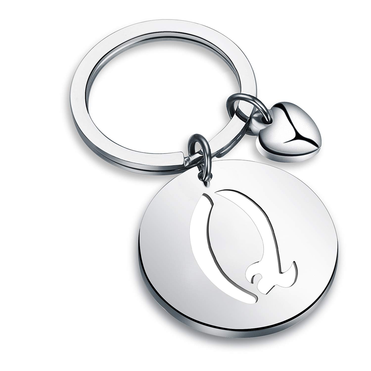 HOLLPInitial Disc Charm Keychain 26 Initial Letter Alphabet Key Ring A-Z Initial English Charm Keychain