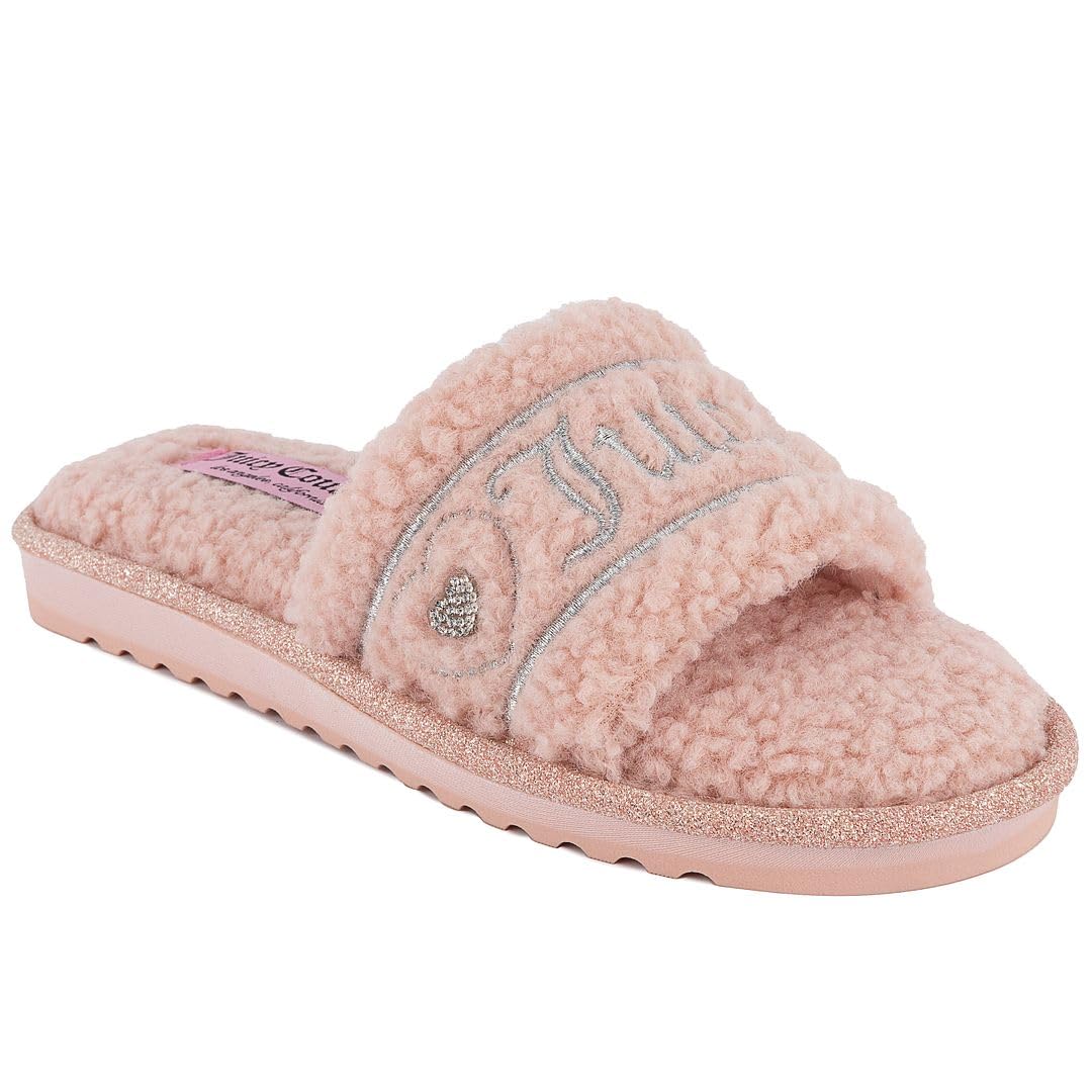 Juicy Couture Women's Slide Slipper Sandals With Faux Fur