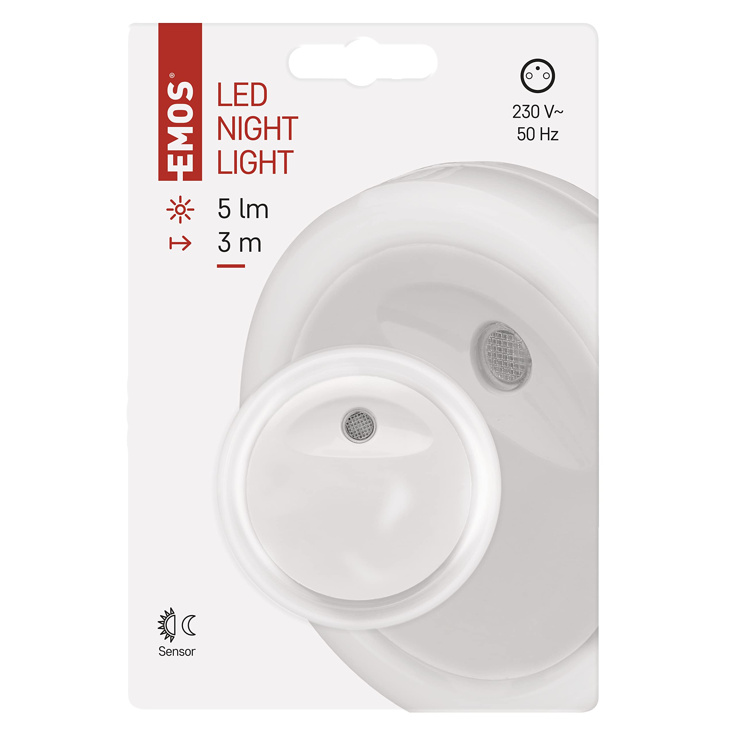 EMOS Luce Notturna A LED Con Sensore Crepuscolare: Lampada Da Notte Bianca, 230V, 5 Lumen, Per Camera Bambini E Corridoio