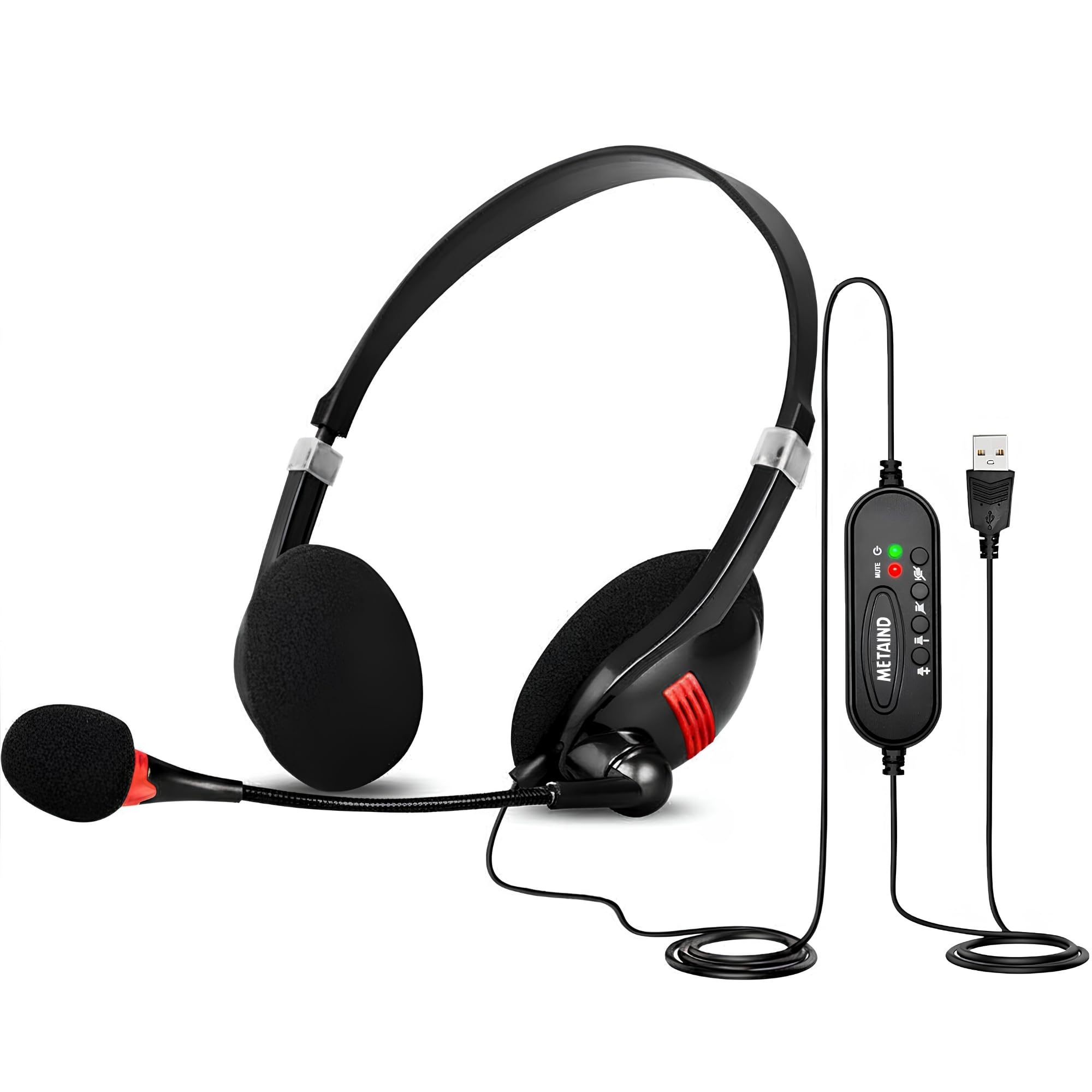 Metaind USB Headphone with Noise-Canceling Mic |for Teams, Zoom, Call Center, PC & Laptop | MT440 (Black)-image-13