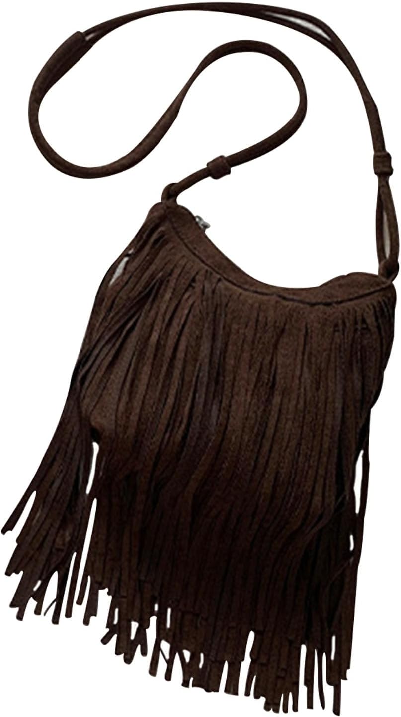 CORIOS Women's PU Leather Shoulder Bag Bohemian Fringe Crossbody Bag for Women Stylish Tassel Design Tote Handbag