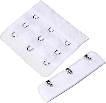 Porcelynne White Bra Hook and Eye Replacement Closure with Silver Hardware - 3 Rows - 2 1/4" Wide - 5 Pairs