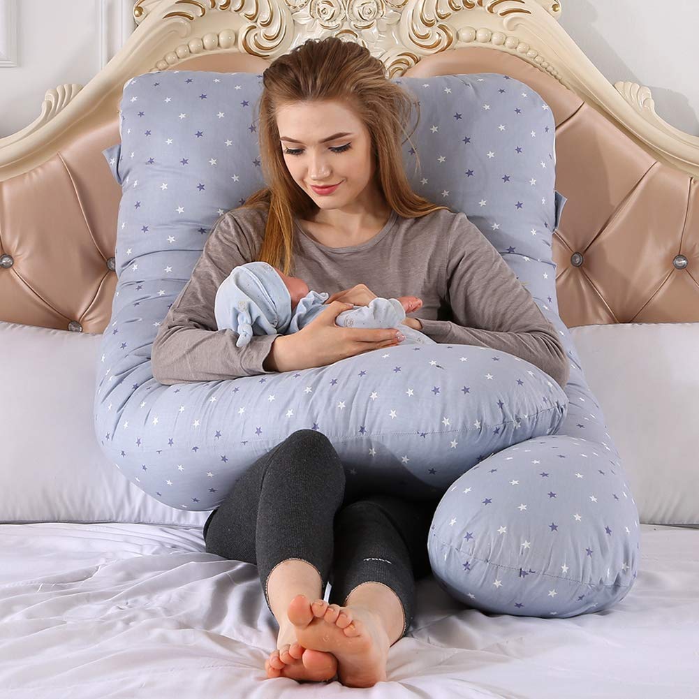 Cuscino a Forma di U Morbido Corpo Completo Cuscino per Gravidanza Allattamento Cuscino Maternità Ergonomico Comfort Cuscino Regolabile,130x70cm,Come immagine2