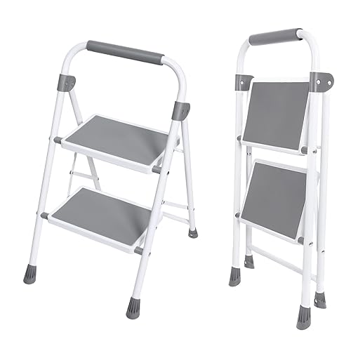 DUMOS Step Ladder, 2 Sturdy Step Stool with Anti-Slip Pedal