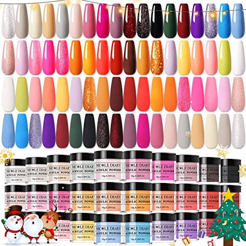 NICOLE DIARY 36 colores polvo acrílico para uñas acrílico conjunto de uñas acrílico polvo acrílico profesional polvo acrílico para extensión de uñas uñas acrílico polvo uñas conjunto (set1)