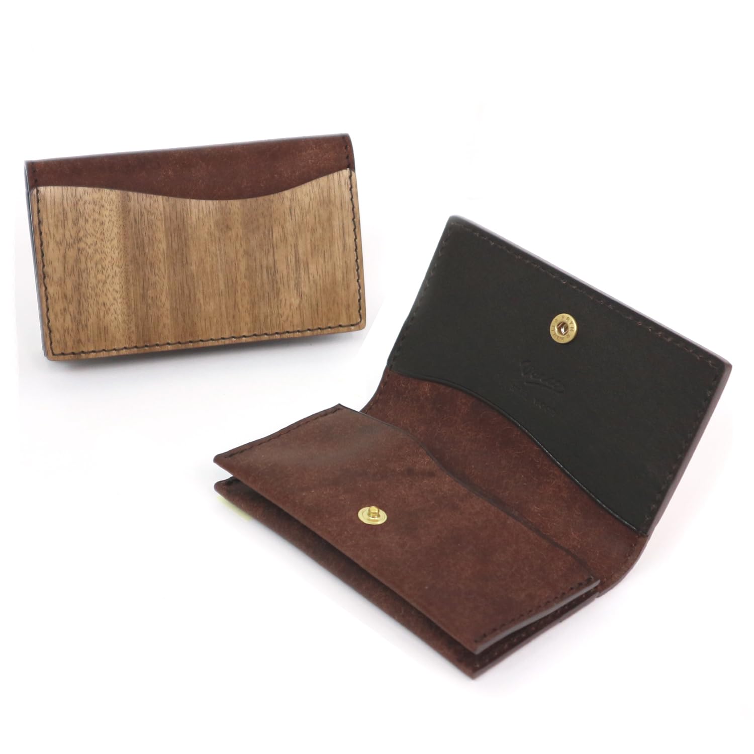 VARCO REAL WOOD Design card case 名刺入れ カードケース メンズ レディース 本革 天然木 ウッド レザー 日本製 プエブロ チョコ