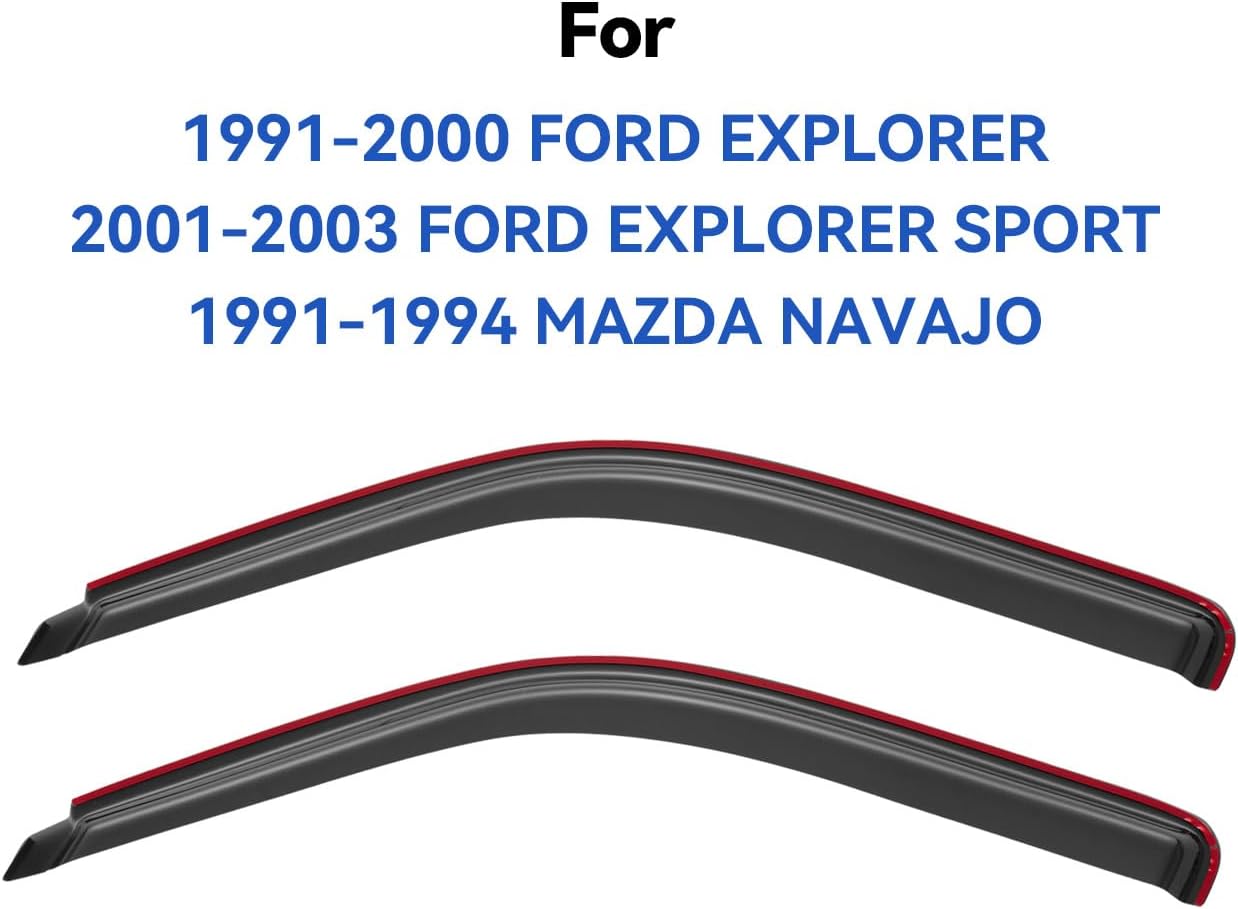 Window Visors Rain Guards Shield for 1991-2000 Ford Explorer, in-Channel Window Vent Wind Deflectors Visors Shades for 2001-2003 Ford Explorer Sport, 1991-1994 Mazda Navajo