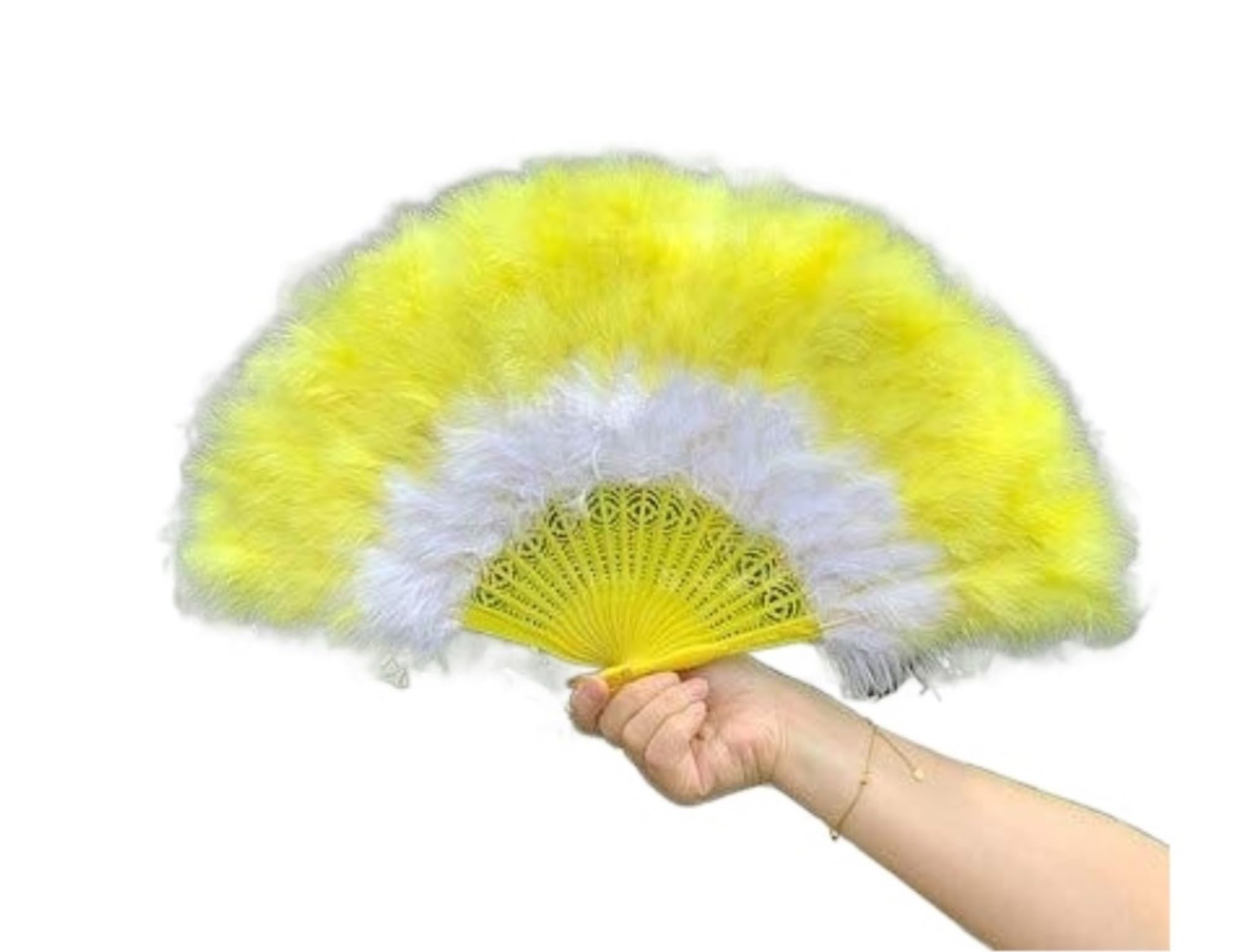 WDCDYQDH Folding Fans Hand Fan Chinese Feather Peacock Wedding Party Dance Decorative